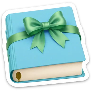 Book blue soft pastel with green ribbon  sticker