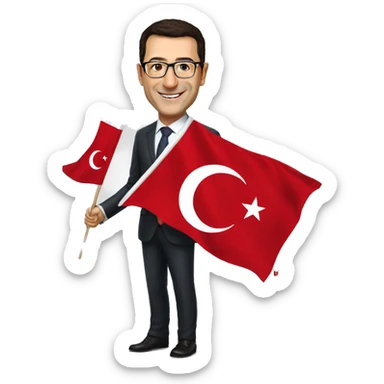 ekrem imamoglu hold turkish flag sticker