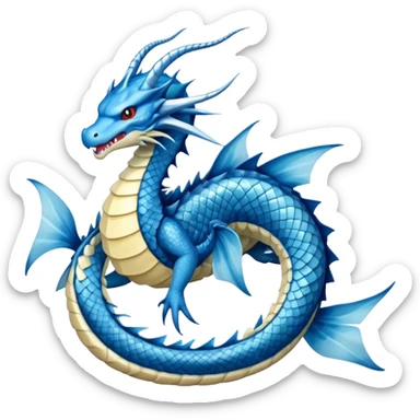 Gyarados from Pokemon, blue serpentine dragon sticker