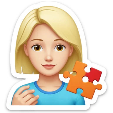 one person playing with single jigsaw puzzle piece. sticker