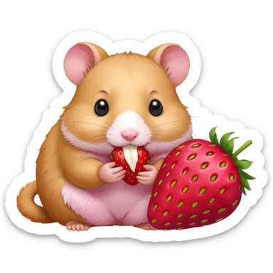 hamster eating strawberries sticker