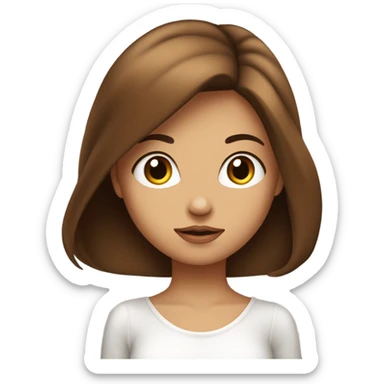 Une fille, avec les yeux marron des lèvres volumineuse, la peau blanche un peu bronzé, les cheveux long lisse et brun, mâchoire dessiné  sticker