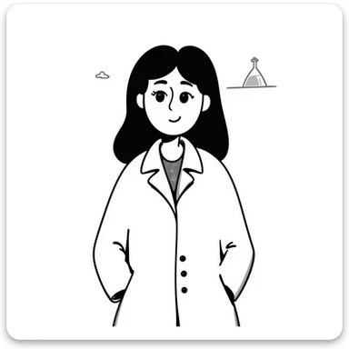 A brunette with dark green eyes in a science lab coat sticker