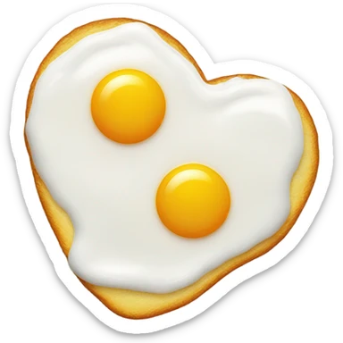 fried egg in the shape of a heart sticker