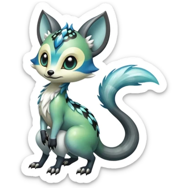 Icy Clear Glossy Glassy Gassy Mossy Meloetta-Vernid-Trico-Sergal-Civet-Fakémon-creature-hybrid sticker