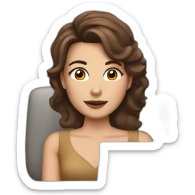  queen with brown hair and brown eyes working on a PC  sticker