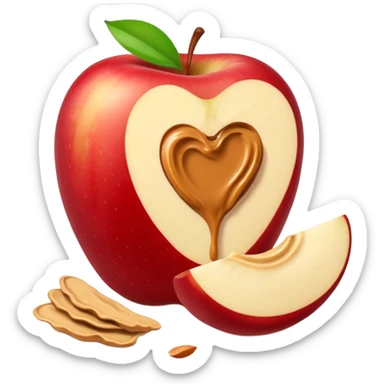 sliced apple with peanutbutter sticker