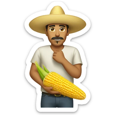 Mexican guy with corn sticker