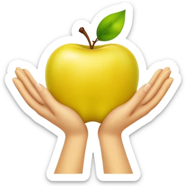 happy yellow apple with hands sticker