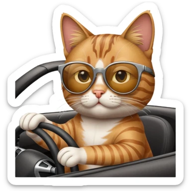 A cat driving a car sticker