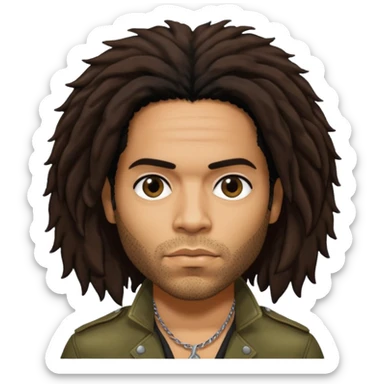 Lenny Kravitz with long dark brown hair sticker