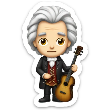 Chibi Beethoven older standing frown banjo sticker