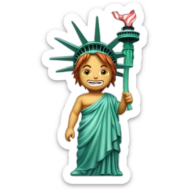 Chucky as a statue of liberty sticker