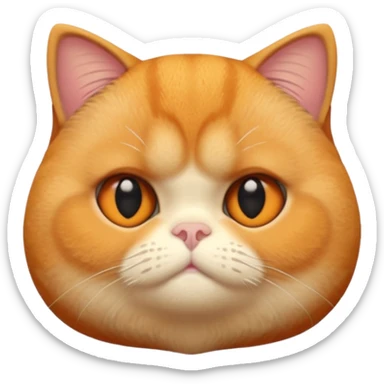 A 3D cartoon orange-ginger Exotic Shorthair cat with flat face, expressive eyes, soft fur sheen, cinematic Memoji rendering. sticker