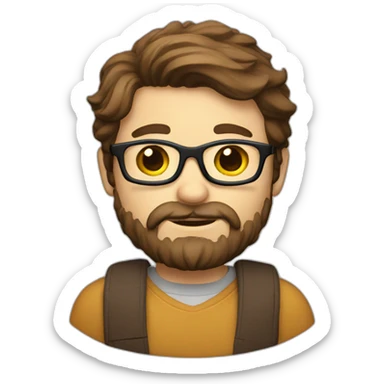 brown haired nerd with beard sticker