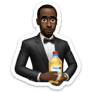 P. diddy with a bottle of baby oil sticker