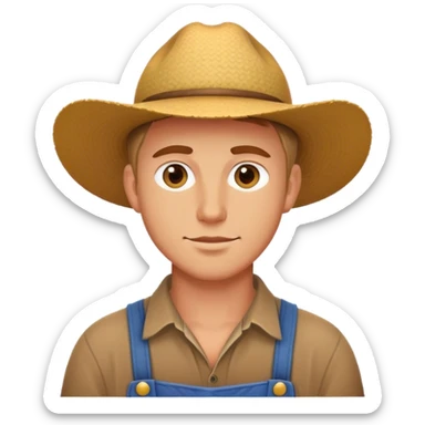 white farmer young man sticker