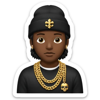 need underground rap aesthetic emoji profile pic for my rap Instagram @foevlone so maybe in a black chrome hearts style beanie that says FV on it and add a Cuban chain sticker