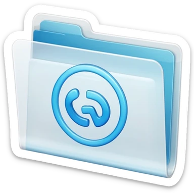 A **simple emoji-style icon** of a **transparent white plastic folder**, minimal and clean, with **rounded corners**, subtle translucency, soft shading, and a **small Concert arena symbol** on the front.
 sticker