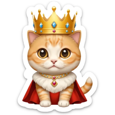 Orange Scottish fold ears kitten with crown queen  sticker