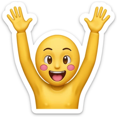 Screaming emoji with its arms up in the air reaching for something sticker