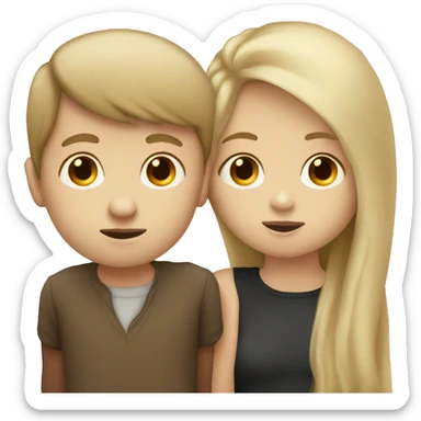 pale boy with dirty blonde hair kissing a tan girl with dark brown hair  sticker