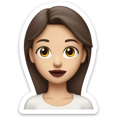 White brunette girl dressed in burgundy putting lipgloss on her lips sticker