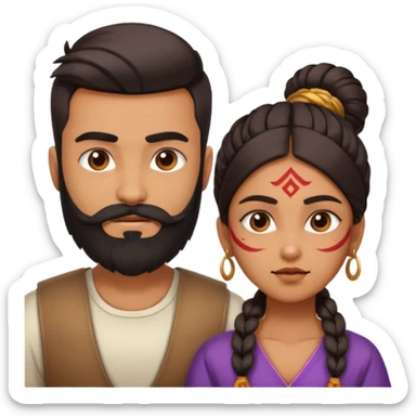 brother and sister fighting modern culture naughty  - indian skin and hairstyle - men beard - fight and love sticker