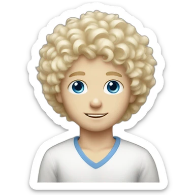 Blonde blue-eyed white boy with fluffy hair and goatie sticker