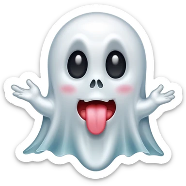 a ghost sticking out its tongue sticker