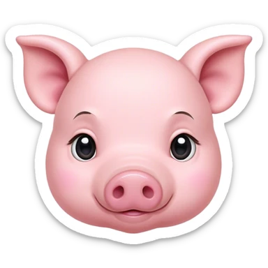 Сute baby pig head sticker