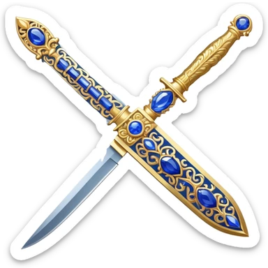 An ornate gilded knife with a blade made of sapphire  sticker