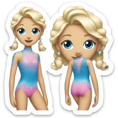 A pink and blue sparkly leotard covered in rhinestones sticker