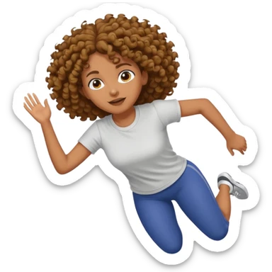 Treino de corrida mulher morena de cabelos cacheados caindo nas costas sticker