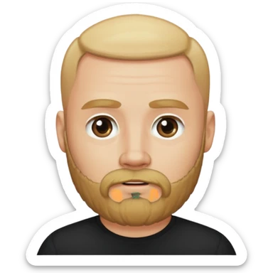 Bearded bald blonde man black shirt sticker