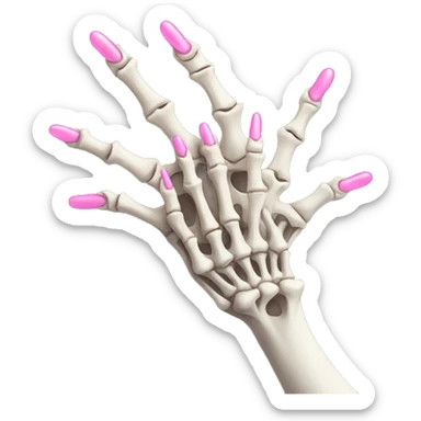 skeleton hand with long pink nails sticker