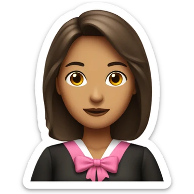 tan judge woman with pink bow in her dark brown hair  sticker