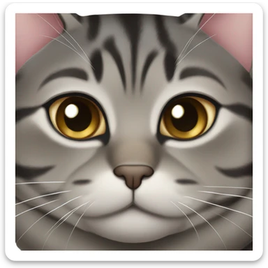 very fat black grey brown mackerel tabby cat sticker