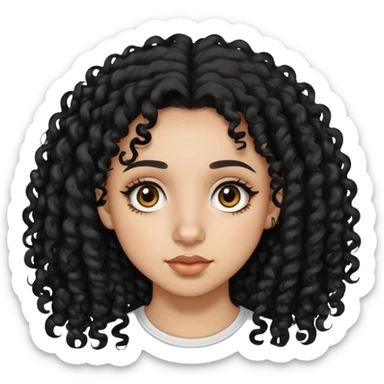 LightSkin girl with black curly hair brown eyes nose ring on left nose  sticker