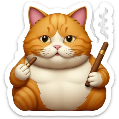 Fat cat and cigar sticker