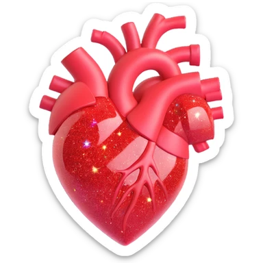 heart with holographic glitter sticker