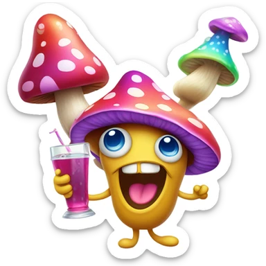 Psychedelic party - mushrooms partying sticker
