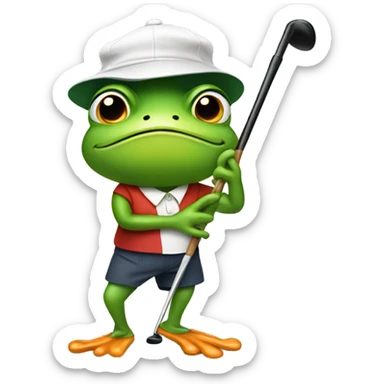 Frog golfer sticker