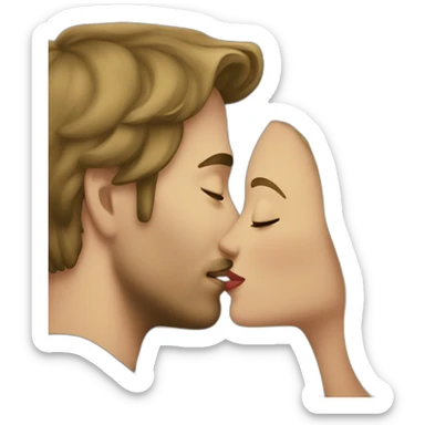 Blond woman kissing brunette man sticker