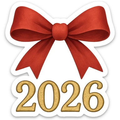 new year 2026 bow ,remove background sticker