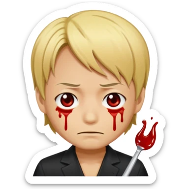 Related to chibi anime style characters of sanji animes character from his nose blood is dripping  from nose due to pervertness sticker
