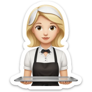blonde Cafe waiter woman with tray sticker