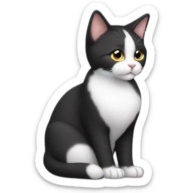 Cute Tux cat The tail is always raised, and the tip of the tail is a small white ball. sticker