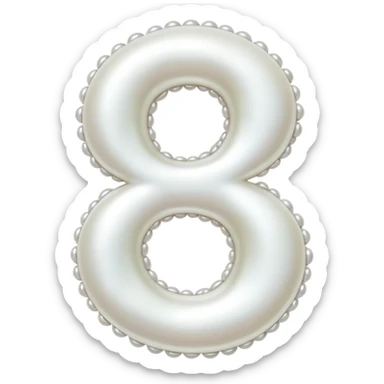 Number six decorated with shiny pearls sticker
