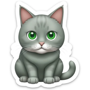 Gato gris de ojos verdes sentado sticker